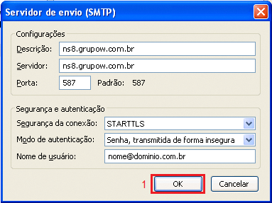 Thunderbird: Salvar SMTP
