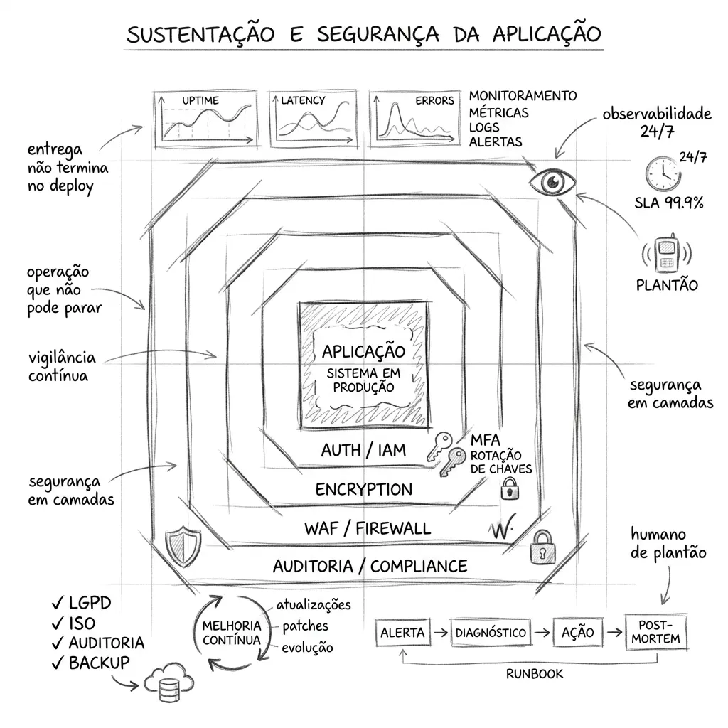 Composição visual sobre sustentação, segurança e evolução